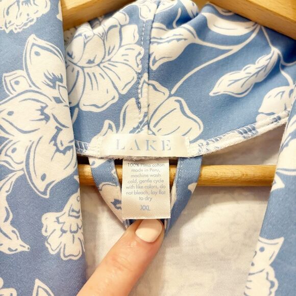 NWOT Lake Pajamas Baltic Bouquet Robe XXL Blue Floral 100% Cotton - Picture 5 of 5